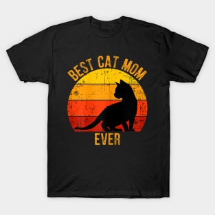 Womens Best Cat Mom Ever Vintage Retro T-Shirt